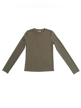 Frank & Oak Sage Green Ribbed Long Sleeve Shirt